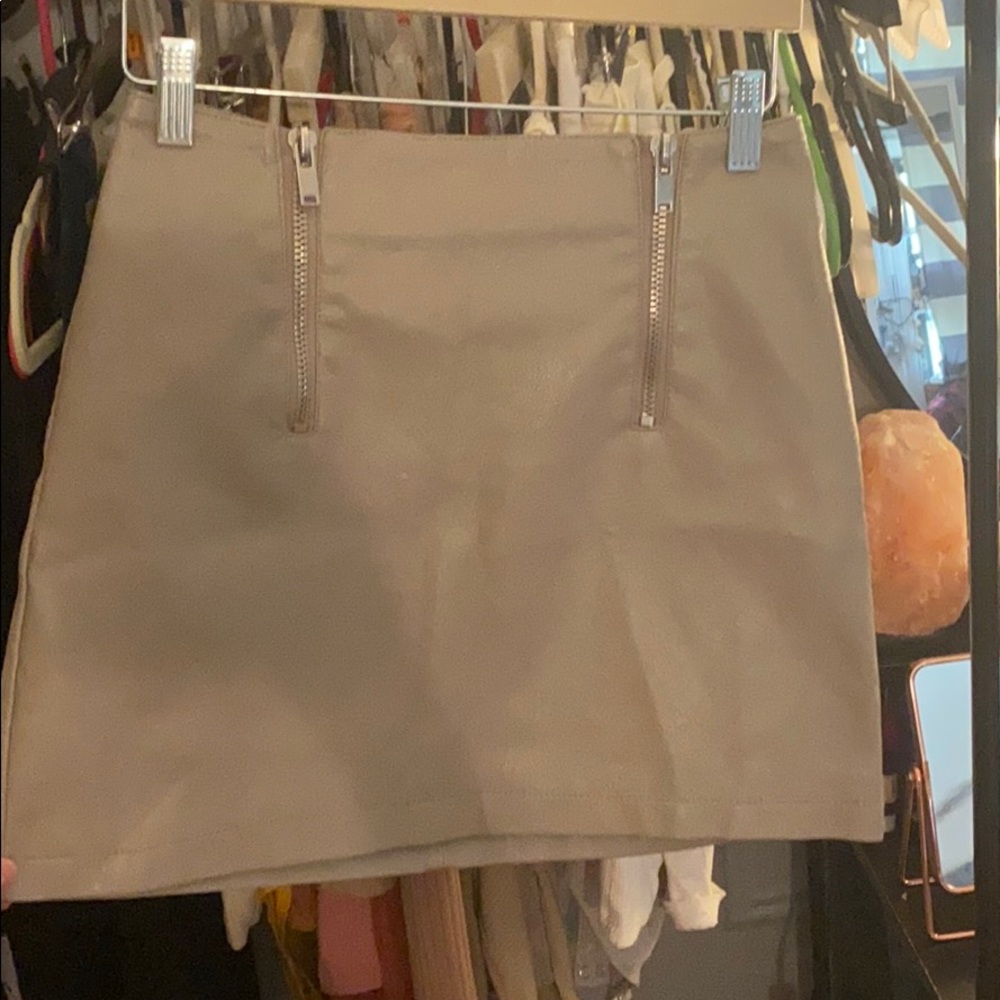 Leather zip up skirt